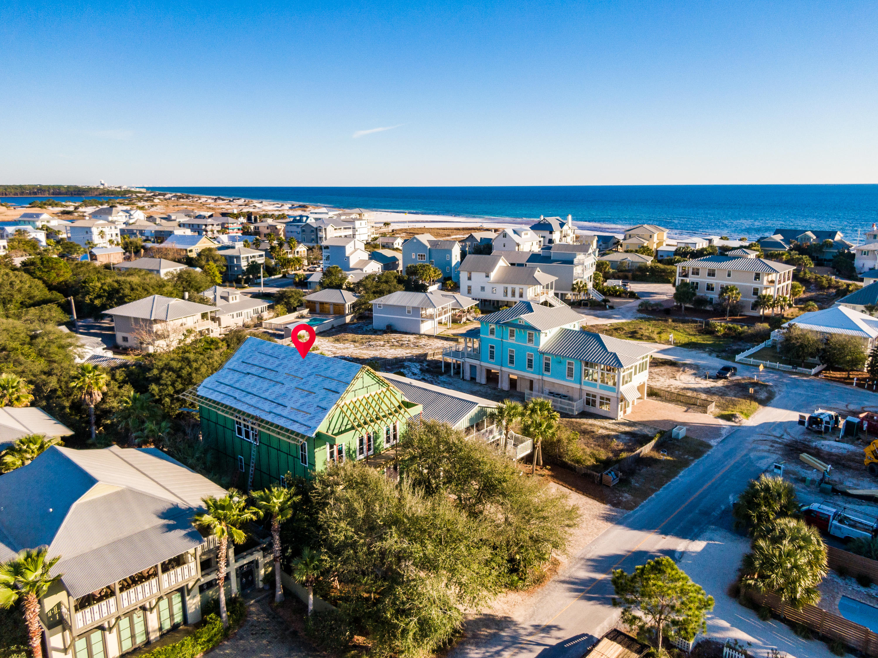 Welcome to historic Grayton Beach, the BEST BEACH for 2020. This new construction by Logan & Logan Construction Co. is located on Magnolia Street. The peaceful and private west side of Grayton is just steps or a bike ride away from various beach accesses, shops and restaurants. It is the PERFECT LOCATION. This coastal gem will be completed in the late Summer of 2020. The property is graced with spectacular oak trees that create a private and intimate oasis. The home boasts 4261 sf on 3 levels, with two living areas and 5 bedrooms, including 2 master bedrooms, 5 & -1/2 baths plus a bunk area with a private pool. Custom hardwood floors/tile throughout. The spacious 3rd floor offers spectacular Gulf Views, complete with vaulted ceilings, and a fireplace.