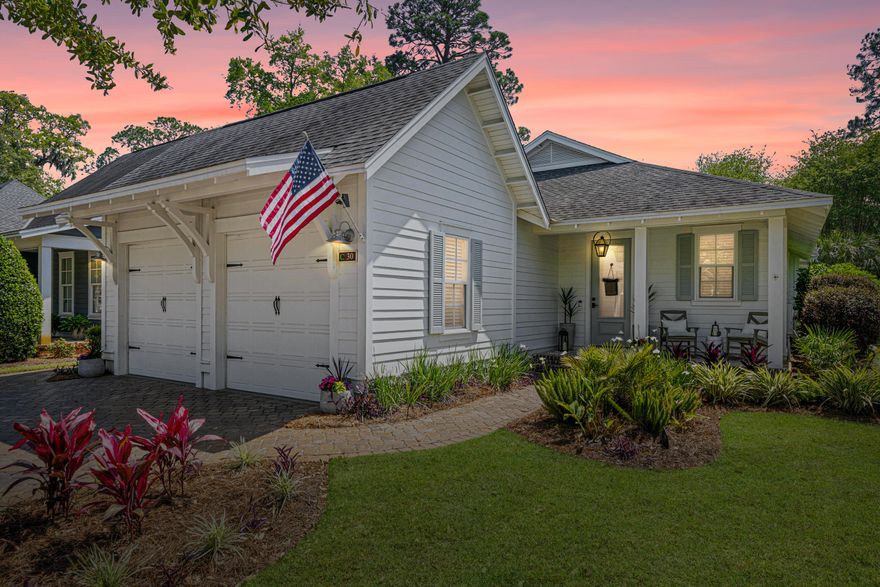 MULTIPLE OFFERS- Highest and best due by 5/13 at 5PM! Nestled in the sought-after Carson Oaks community, where kids still ride bikes until the streetlights come on, this immaculate home invites you to relive the charm of simpler times. It is the only home currently available with a 2-car garage, a rare find in this neighborhood. Known for its community spirit, residents enjoy social clubs and planned gatherings throughout the year. Amenities include a private boatyard with slips and launch, offering deep water access to Mack Bayou and Choctawhatchee Bay, along with dry boat/kayak storage, fish cleaning station, and boat wash station. The new covered pavilion with cafe lights is perfect for entertaining. There is a new pickleball court, community library box, and a peaceful fishing pond with a fountain and numerous green spaces. For beach lovers, this location is just ten minutes from 30A beaches and Topsail Hill Preserve State Park. Plus, for a quick bite or a fun night out, you can golf cart or bike to Grand Boulevard for dinner, movies, ice cream, coffee, or shopping.

Built with the quality craftsmanship that Huff Homes is renowned for, this updated 3 bedroom offers an exceptional living experience. A cozy front porch with a gas lantern welcomes you in--perfect for catching up with neighbors. The beautiful kitchen features quartz countertops, stainless-steel appliances, a gas range, and a large island for gathering with guests. A thoughtfully designed coffee bar/butler pantry and a large custom pantry keeps everything beautifully organized. There is an extra pantry closet for kitchen appliance storage. The living room features a custom shiplap wall and an electric fireplace with reclaimed wood mantle, creating a cozy focal point. Additional features include in-home wired surround sound system, new interior paint, plantation shutters, custom picture shelves, new ceiling fans, updated light fixtures, soft-close drawers, and dimmers on all light switches.

The spacious master bedroom is a true retreat, featuring an en suite with a soaking tub, walk-in shower, and a custom walk-in closet. The two guest bedrooms are equally inviting, both featuring walk-in closets. One of the guest bedrooms has its own en suite bath. The second guest bedroom boasts custom built-in bunkbeds with integrated lighting, a trundle bed, underneath storage drawers, and built-in cubbies with USB  outlets and reading lights-a great space for kids or guests. An additional guest bathroom includes a walk-in shower with glass door.

But the true magic lives out back: a screened-in porch straight out of a magazine, complete with a dreamy porch bed swing that calls for slow mornings with coffee and long evenings with a good book. Outside, a charming pergola with bar counter and caf?? lights sits over a paver patio, where a fire pit invites cozy nights. The backyard fountain adds soothing ambiance, while the lighting creates a magical atmosphere. This home also features a gas line to the fire pit and grill, and a manual transfer switch offers easy connection for a portable power generator. Pavers on the side of the home lead to a side entrance into the air conditioned 2-car garage. The garage is ideal for a home gym, studio, or additional living space and includes attic storage with a pull-down ladder. Additionally, a golf net with a projector and mat offers the perfect setup for indoor practice.

This home has been updated with new landscaping in the front and backyard to enhance curb appeal. There is also new exterior paint (2023). Landscaping maintenance is included in the HOA fee.

From the moment you arrive at Carson Oaks' paved private entrance, greeted by the canopy of 100-year old live oak trees draped in Spanish moss, you're wrapped in the kind of warmth and nostalgia that makes you think of lemonade on the porch and summer nights. Come see for yourself and experience the laid-back luxury of life in Carson Oaks. Schedule a showing today! Seller is offering the home partially furnished.
