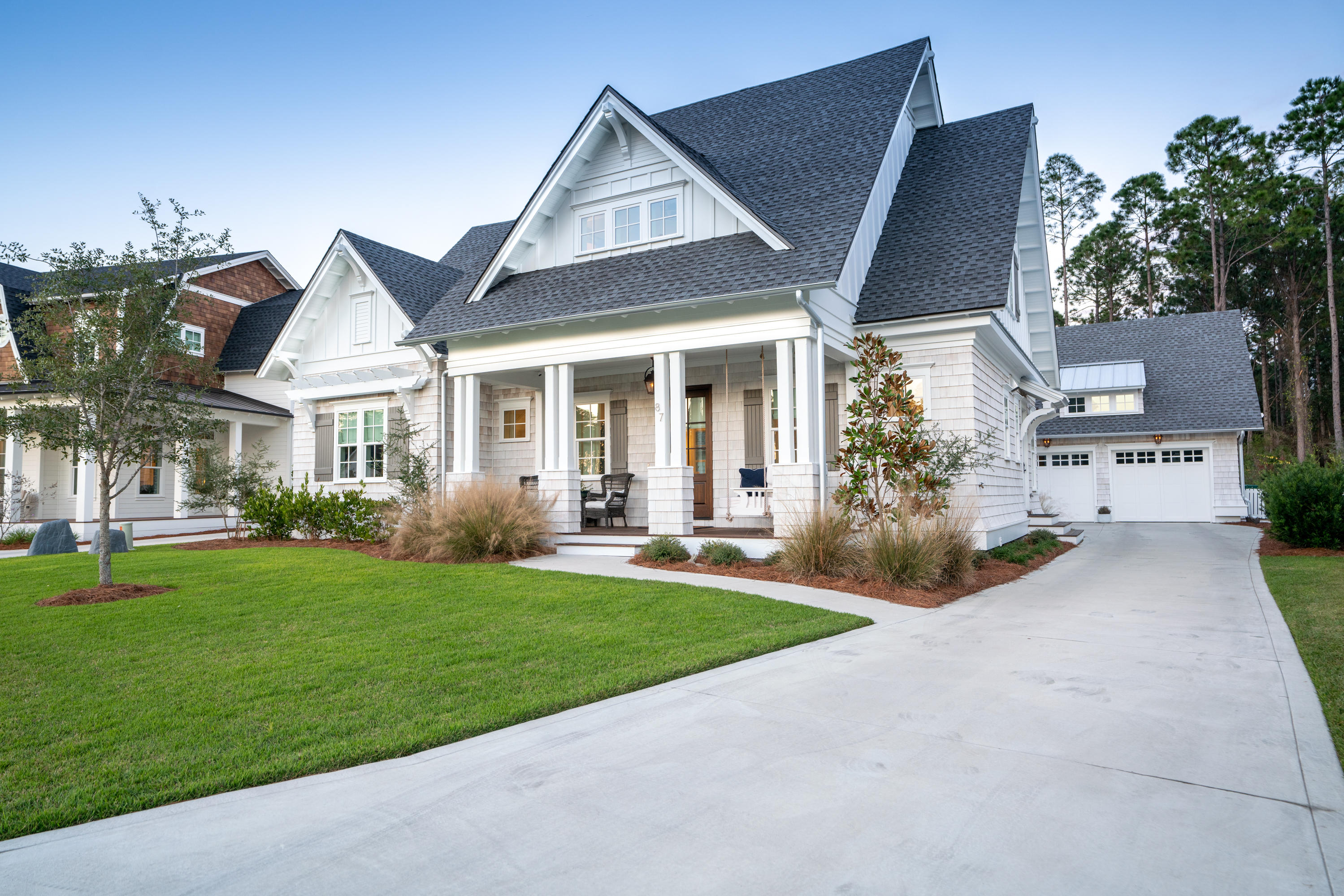 Located in desirable Watersound Origins, this custom designed cottage is a must see! Designed by the owners with Southern Living awarded Caldwell-Cline Architects, this one of kind, 5 bedroom, 4.5 bath personal retreat is located on a premium private lot on Pathways Park. Only best in class building materials were used to create this lifelong home. A few of the many details include 8,000 sq ft of shiplap on walls and ceilings on the first floor and all vaulted bedroom ceilings, Custom inset cabinetry, Wolf/SubZero Appliance package, white oak hardwood floors, Restoration Hardware/Aiden Gray lighting, and Restoration Hardware faucets are just a few of the interior features. The main house features Master bedroom on the main with marble bath, open concept
