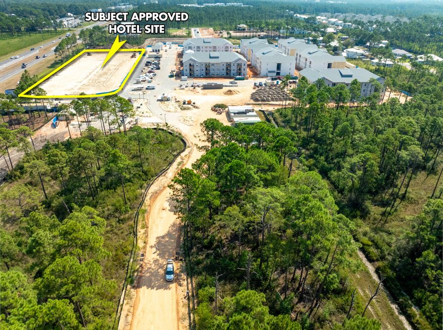 ENTITLED 100-Key HOTEL SITE on an extremely PRIME 2.29 Acres of 100% UPLANDS containing an astounding ~328' along Highway 98, which is located in one of Florida's fastest growing markets!  This coveted site is part of the approved, master-planned Sandbar community's commercial plat, the ''front door'' to a 30+ acre community, convenient in proximity and connectivity to Scenic 30A without having to cross Highway 98!  The strategic location will benefit not only from high visibility captured by the approximate 40,000+ vehicles passing the site daily along Highway 98, but also the synergy with the mixed-uses surrounding the exceptional parcel, all economically fueled by the phenomenal growth that is occurring in Santa Rosa Beach and Scenic 30A, Florida. The superb quality of this... offering is an extremely rare opportunity in the local real estate market. The uploaded illustration reveals the subject land as "Lot 4", which is entitled for 100-keys of hotel rooms; totaling 56,000 SF of entitled intensity.  The development of this parcel should be more cost-effective, as the topographic grade is favorable, and the existing entitlements should allow for a dramatic advancement to reach fruition for vertical construction.  Additional contiguous upland land may be available should a buyer require a larger parcel. Please inquire for further details.