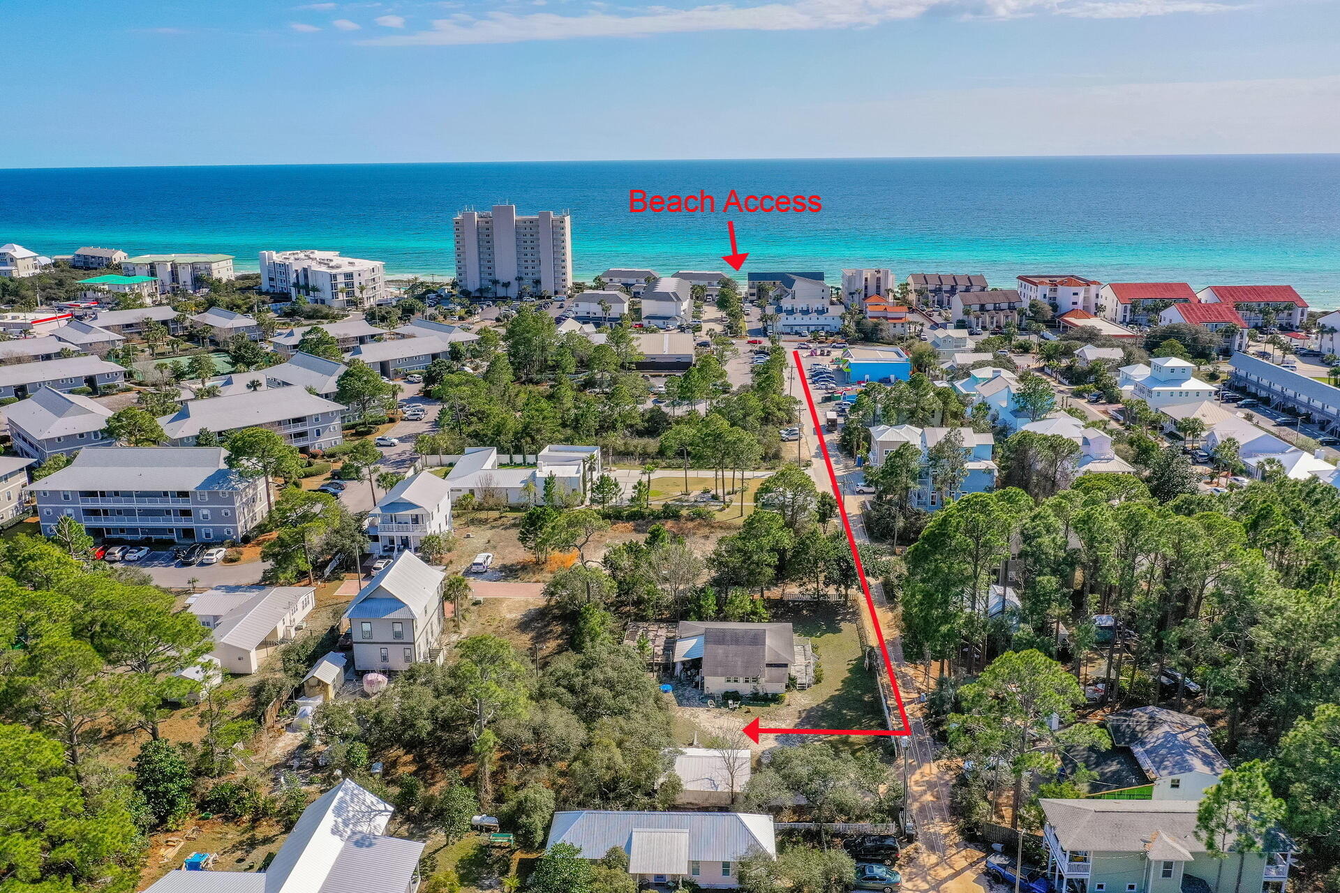 Excellent location in the heart of Seagrove. Over 1/3 of an acre less than 1000FT to the beautiful beaches of the Emerald Coast. Within a mile to Seaside, close to restaurants, shops, bike and beach rental and Eastern Lake. Campbell Street Beach directly south of 30A off Campbell.Value is in the land.