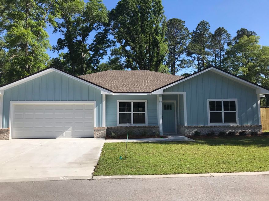 To be completed by April 2019. This newly constructed Florida cottage sits on a quiet culdesac in Freeport just minutes from the new Publix, Highway 331, and one block from the public boat landing. Prospect Park is a new subdivision complete with sidewalks, gorgeous oak trees, and charming street lamps that will consist of 8 homes (3 currently under construction). This neighborhood will permit small boat parking within your gated back yard! As you walk into your home you are greeted with a spacious open floor plan, high ceilings, and plenty of natural lighting for entertaining. You will have laminate flooring throughout the living area, kitchen, and master bedroom with carpet in the remaining two bedrooms and luxury vinyl plank in all wet areas.The kitchen is equipped with stainless