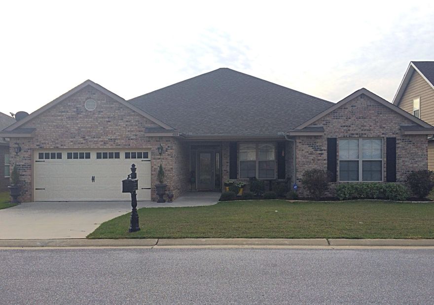 Like New 4 bedroom 3 bath home in South Crestview. This home has it all. As you enter the home you will notice the quality construction. There are many upgraded features such as high ceilings, crown molding, plantation blinds, and upgraded fixtures. The large kitchen is complete with granite countertops, tile back splash and 20X20 porcelain tile floors, and custom wood cabinetry. The split floor plan leaves no wasted space. Each bedroom has large a large closet and enough space for large furniture. The Master bedroom allows oversized king bed and plenty of space for furnishings. The Master bathroom included a huge walk in closet, stand up shower and double vanities. The lot is low maintenance.