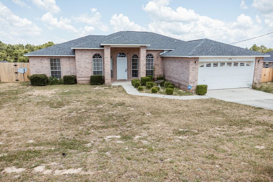 Available now with easy commute to bases, beaches and shopping.  South Crestview boasts this spacious home that lives large.  4/2 floor plan featuring ceramic tile in the main living areas, formal dining room, vaulted ceilings, eat in kitchen, nice appliance package, kitchen island and large pantry.  The laundry is located off the garage and includes a washer and dryer.  4 large bedrooms and 2 bathrooms, 2 car garage, open back deck, privacy fenced back yard and more.  No smoking or vaping in the home.  Pets will be allowed with owner approval and pet fee.  Plenty of space for large furniture in this home with over 1900 square feet.