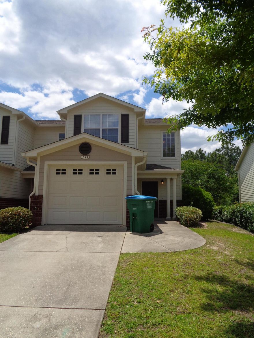 VACANT & MOVE IN READY!  BACKS TO THE PRESERVATION AREA! The townhome boasts two master suites, and the community has a pool!  Located South of I-10, within minutes of Duke, 7th Special Forces & Eglin. 2 bedroom, 2.5 bathroom with a single car garage, under stairs storage. Lots of crown molding, ceiling fans in living and bedrooms.  Both bedrooms have a walk in closet, back master has an additional smaller closet. Kitchen has flat top stove with microwave, refrigerator with ice maker, dishwasher & disposal. There is a community pool with a cabana and a community playground. Please verify measurements and all information, as deeded important. Selling Brokerage & Eagles Landing Townhomes are owned by the same parent company.