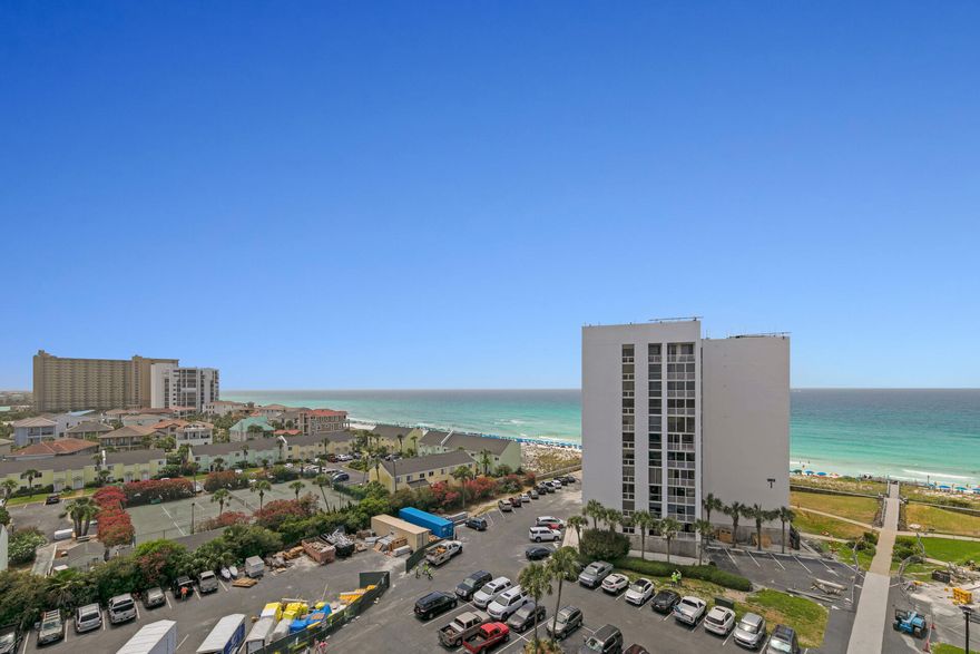 This lovely condo is your ticket to the fabulous beach lifestyle.  Big view of the Gulf from this 10th floor condo. Both bedrooms have Gulf views. Balcony access from the master bedroom. Walk in closet for the master bedroom   Great amenities include seasonally heated pool, gated, tennis, fitness center, and grills. Many fun restaurants and attractions in the area. Make family memories or cash in $$$$ on rentals. Seller will pay current assessment as of 5.29.22. New water heater, no washer/dryer. Buyer to verify all information.