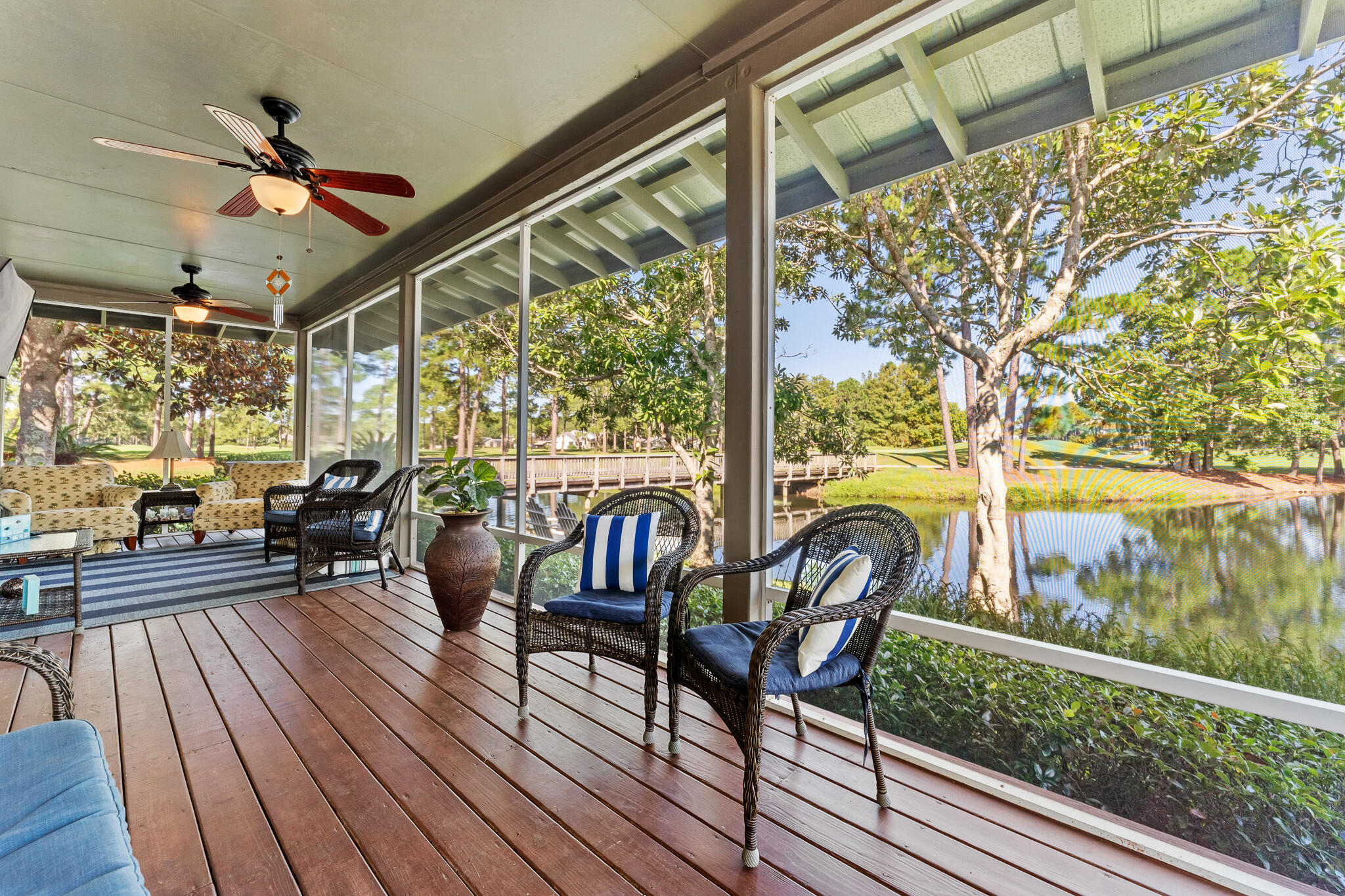 AVAILABLE NOW !!! MOVE IN READY... SOLD COMPLETELY FURNISHED, 3 Bedroom 3 Bath With 2 Master Suites. Home is located in the Most desirable cottage style neighborhood on the Sandestin Resort. Very open floor plan with a large living area. The kitchen has stainless steel appliances with granite countertops. Very large outdoor area overlooking the lake and the 18th green of the Baytowne Golf Course. Call Today to see this great home!