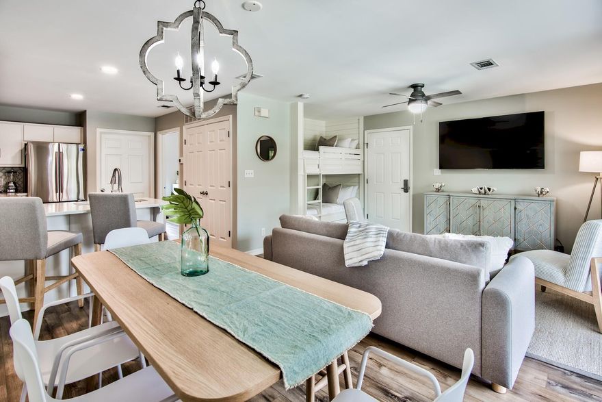 This professionally decorated and turnkey condo is close to all the action of East 30a and won't last long. Just a brief list of the 2021 renovation highlights include: Custom designed bunks, all new quartz counters, marble backsplash, appliances, furniture, fans, paint, shiplap, recessed lighting, mirrors, televisions, fixtures, finishes, washer/dryer, hot water heater and so much more! Located in the heart of Seagrove Beach and less than 2 miles from Seaside, this condo is in a fantastic location and only a short stroll to the beach. This condo can make a perfect second home getaway by the beach or a continued proven rental property with a community pool and the ability to...