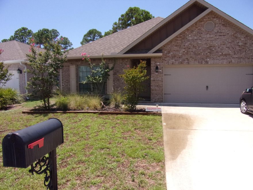 Beautiful 4 bedroom home in Gulf Breeze! 
This Spacious ''Woodford'' plan offers an open kitchen to living room. 
Large Living Room with vaulted ceiling.
There is a laundry closet and a separate washer, dryer closet with ample storage space and shelving.  There is a 2 car garage. Offers many extras such as hurricane shutters, trash fencing, gutters and a built in fire-pit in the back garden. 
There is NO sprinkler system, but reclaimed water is available. 
Dogs allowed upon approval, NO CATS. Restrictions Apply. Contact office staff to discuss before applying. 

Please visit www.sandduneproperties.com to review requirements & qualifications before requesting a viewing.