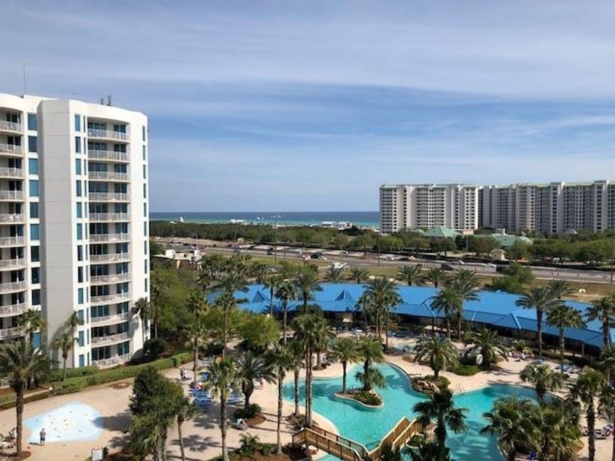 This junior two-bedroom condo offers an open concept living and dining area, as well as an inviting balcony with beautiful gulf and pool views from the 8th floor. The lagoon pool and water features are the resort's crowning attractions. Onsite amenities include multiple pools with waterfall features, a hot tub, playground, fitness center, and tennis and basketball courts. The Palms of Destin Resort and Conference Center is a premier resort, centrally located, with easy access to attractions, area restaurants, shopping, and water-sports. Shuttle service to the June White Decker Public Beach access in season. All utilities are included in HOA dues  water, sewer, electric, cable, WiFi, phone, trash! Excellent opportunity for a vacation rental, second or primary home. Owner pets are welcome.