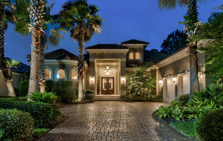 This beautiful, custom built home has the desired open floor plan and boosts a large ground floor living footprint. The wonderful summer kitchen, enclosed pool and outdoor entertaining areas have expansive south-western views overlooking the 2nd & 3rd holes on the Burnt Pine golf course. Gourmet kitchen with large breakfast & entertaining island, gas stove, double ovens, and an over-sized pantry make this truly a chefs delight. The master suite has twin walk-in California closets, double vanities, drive-through shower, soaking tub and fireplace. The 2 additional bedrooms, office (5th bedroom), temperature controlled wine storage, dining room and living room makes this spacious 1st floor living. The top end finishes, designer touches and custom shades make this a home you'll truly love