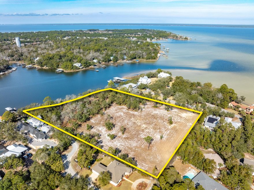 Incredibly rare assemblage of three contiguous lots on deep-water Mack Bayou in Santa Rosa Beach, Florida.This phenomenal expanse of approximately 5.73 prime acres and 443' of shoreline offers a stunning view corridor across the broad bayou to the Choctawhatchee Bay in South Walton County. The assemblage is zoned Neighborhood Infill by the F.L.U.M. and would be an ideal trophy property on which to build a generational family compound.  Please inquire for further details.