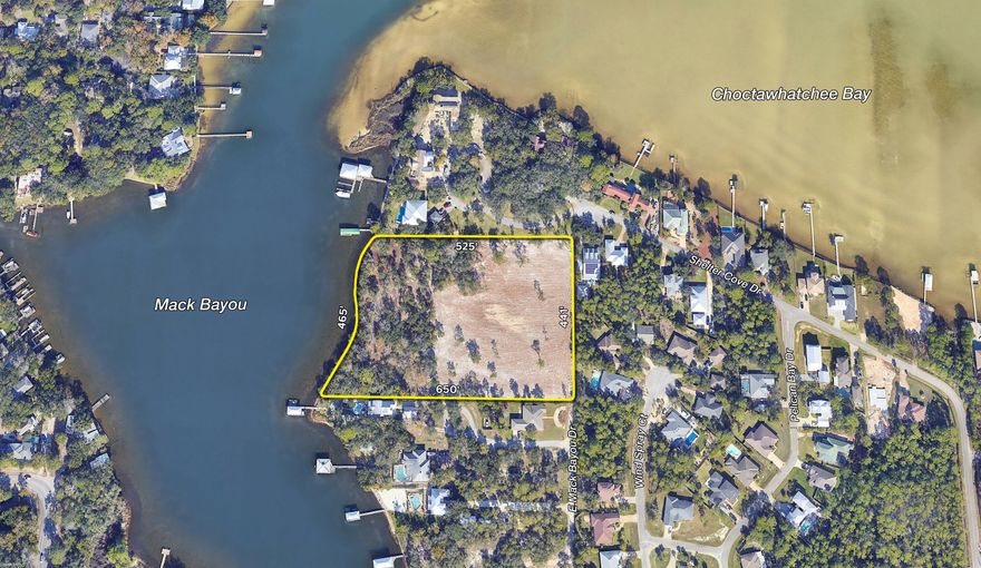 Incredibly rare assemblage of three contiguous lots on deep-water of Mack Bayou in Santa Rosa Beach, Florida.This phenomenal expanse of approximately 5.73 acres and 431' of shoreline offers a stunning view corridor across the broad bayou to the Choctawhatchee Bay in South Walton County. The assemblage is zoned Neighborhood Infill by the F.L.U.M., and would be an ideal trophy property on which to build a generational family compound.  Please inquire for further details.