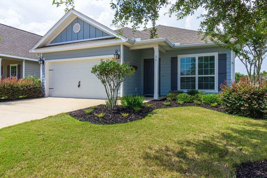 Welcome to 24 Mary Ellen Way--an elegant and thoughtfully designed home nestled in the highly sought-after Hammock Bay community. This 3-bedroom, 2-bathroom residence with a dedicated office or flex space offers comfort, functionality, and access to a lifestyle-rich neighborhood.Step inside and be greeted by refined architectural details like sweeping archways, crown molding, 5' baseboards, two-panel doors, and faux wood blinds. The open-concept kitchen boasts granite countertops, a spacious island, stainless steel appliances, and flows seamlessly into the dining and living areas--perfect for entertaining or relaxing at home.Behind charming French doors, the versatile office space offers the flexibility to work from home, create a reading nook, or convert into a guest room. The private primary suite is a true retreat, complete with a tray ceiling and a luxurious en-suite bath featuring a double vanity, tile shower, and separate soaking tub.

Other highlights include a large indoor laundry room and a serene screened-in patio that opens to a bonus paver patioideal for morning coffee or evening gatherings. The backyard adjoins Central Park Commons, a lovely neighborhood green space with a pavilion, grill, picnic tables, and classic Southern rocking chairs.

Living in Hammock Bay means access to resort-style amenities including walking trails, community pools, a fitness center, general store, tennis courts, playgrounds, a waterfront park, and a dog parkdesigned to make every day feel like a getaway.

Call 850-729-0399
View rental requirements or apply at www.RentwithBSR.com

No smoking or vaping. Pets may be allowed with some restrictions and a $400 non-refundable pet fee.
FEES: $50 per adult 18+ application fee, Landlord Liability Policy (if proof of Renter's coverage is not provided) $15/mo, Pest Assurance pest control policy $20/mo.
