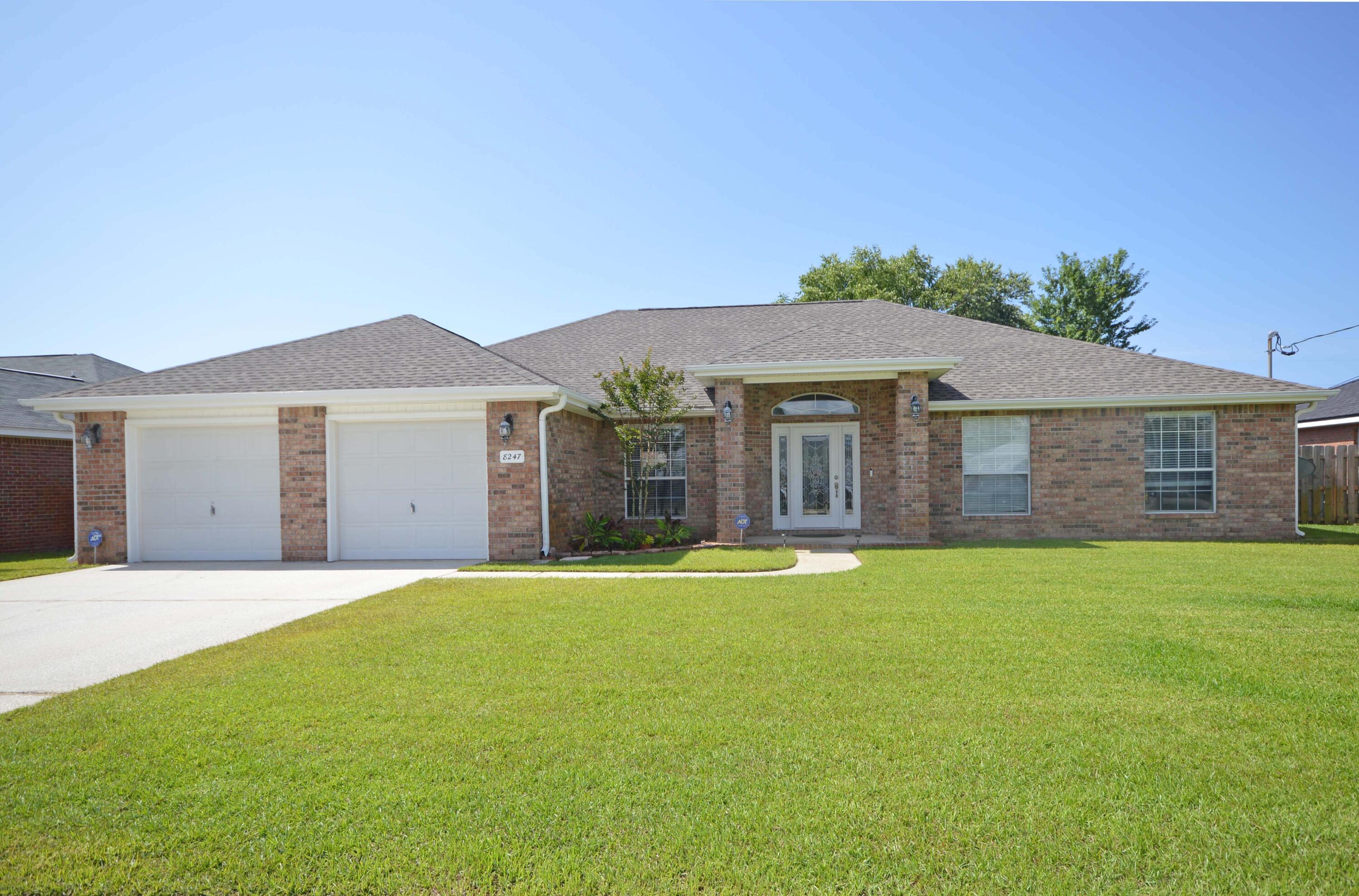 Enter this lovely home through beautiful glass doors and sidelights! This home features an open Floor Plan, lots of light, move in ready with 4 bedrooms and an office with French Doors! Large Dining room offers room for lots of entertaining! New Roof 2019; New Stainless Steel appliances; Water heater 2019; Hanwha Q Solar Panels will save buyer on electric bills; Situated in a great family neighborhood, close to Hurlburt, this all brick home offers the following amenities: Large open family room, Large sized kitchen with lots of cabinets and counter top space, breakfast bar, nice size pantry; new 9''deep sink with new Delta faucet, and large windows! Formal dining room and separate breakfast area; New Stove has double oven and has a Deep Style Refrigerator! Screened in Patio with doggy door Spacious master suite with ''his'' and ''her'' walk-in closets, There is a door from master bedroom to the outside patio; Master bath includes dual vanities, linen closet, garden tub and separate shower; On the other side of home are the 3 bedrooms which offer lots of privacy for family and guests; The additional bath also has a door to the outside patio for privacy as well! Outside is a 12 x 12 Shed for added storage; and the backyard is perfect if you want to add a pool later! Nice Privacy fenced backyard (''shadow box'') for additional privacy; Recap of *Additional amenities include: Solar Panels offering very low maintenance electric bills, Split bedroom floor plan, laundry room and complete irrigation system; Also sellers have a termite bond! Public sewer means backyard has room for a pool! Ideally located in East Navarre, this home is close to all of the amenities this area has to offer and close to all bases! Ecobee system is negotiable; Come view this home today!
