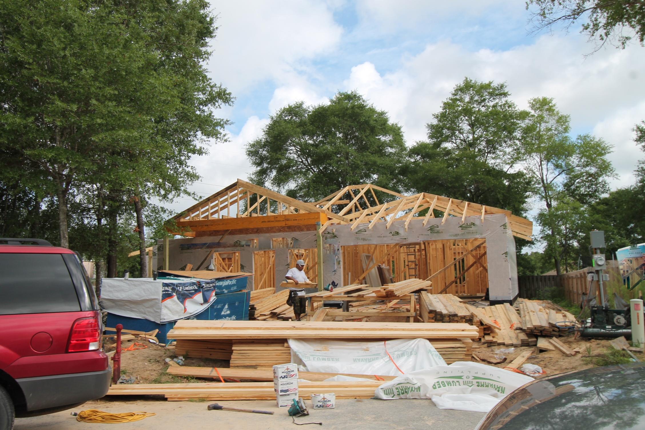 Brand new construction started on 5/17/17. Awesome floor plan by multiple award winning builder and 2017 Parade of Homes winner! This 4/2 custom brick home has super curb appeal. There are 10 ft. ceilings w/ impressive crown molding, tile flooring, and 5 1/4'' baseboard throughout the main living areas. As you approach the front of the home, you will be quite impressed. The covered porch is very welcoming, and the 8 ft., incredible leaded glass door, makes for a grand entrance. The formal dining room is at the right of the home's front. You will then enter the chef's delight kitchen will which boasts maple cabinetry, granite countertops, a huge pantry, and stainless appliances(including an oversized commercial grade refigerator/freezer). At the right of the home's entrance is bedroom one, continuing down the hallway is the guest bath, then bedroom two. The oversized greatroom is in the rear of the home and opens to a covered porch, which is perfect for entertaining. The master suite is refrigerator/ freezer). The master suite is spacious, has 2 large walk - in closets, a custom tiled walk - in shower with glass door, a whirlpool garden tub, and a double vanity. The laundry room is at the rear of the kitchen, and has a door which opens to the garage. Plan is included in the listing documents. The yard will be beautifully landscaped and comes complete w/ a sprinkler system and timer, and will be fenced. Insurance will be very reasonable, as home is built to today's code and plywood window coverings are being provided for storm protection. Completion expected in late August..
