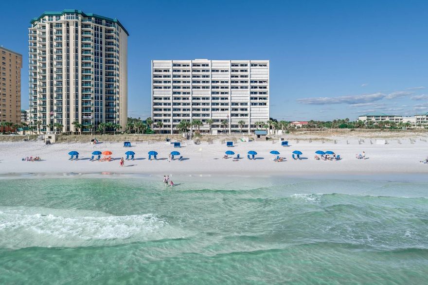 TOP FLOOR UNIT!Beachfront condo rental ready in popular Breakers East, located in the heart of Destin, Florida. Enjoy panoramic views from your personal and private 30 foot balcony. Unit 1203 is one of the few units with deeded covered parking. Sold fully furnished and rental ready. The complex features a total of 72 units spread across 12 floors. Destin Breakers East offers an array of amenities, including a seasonally heated pool, tanning sun deck, BBQ grills, picnic area, tennis, and pickle ball courts, shuffleboard, and 200 feet of private beach access.The location is ideal, just a short walk or drive from some of the best restaurants, shopping, and attractions that Destin has to offer.