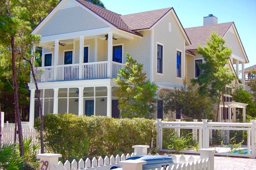 Completely remodeled 5 bedroom 4.5 bath home in the sought after gated community of WaterSound Beach. This home features a gorgeous pool and multiple outdoor living spaces. The fresh and modern look of this home is the result of the remodel work & pool addition done less than two years ago. The location is perfectly situated with close proximity to the two parks and the private beach boardwalks. Other desirable features you'll find in this home include a large owners suite on the main living level with private screen porch overlooking pool, a large open great room with screen porch and custom wood detail. Upstairs you will find another owners suite with private porches, kids gameroom, bunk room and guest suites. This home is well priced and scheduling a tour is easy!
