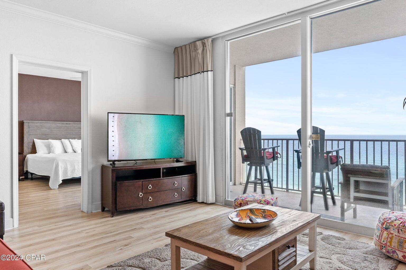 PRICED TO SELL! Discover the perfect property with this stunning 3BR, 3BA condo. From the moment you enter, you'll be captivated by breathtaking Gulf views. The spacious balcony offers an idyllic spot to relax and dine. The kitchen features stainless steel appliances, granite countertops, and ample cabinet space. Unwind in oversized bedrooms with the primary boasting a bay window, balcony access, and a luxurious ensuite. With amenities like private beach access, 3 pools including 1 indoor, an on-site bar and cafe, gym, sauna, game room, and private movie theater, you'll never want to leave. Minutes from Pier Park and PCB's best attractions, this condo is ideal as a home away from home or a lucrative short term rental. Your dream property awaits!