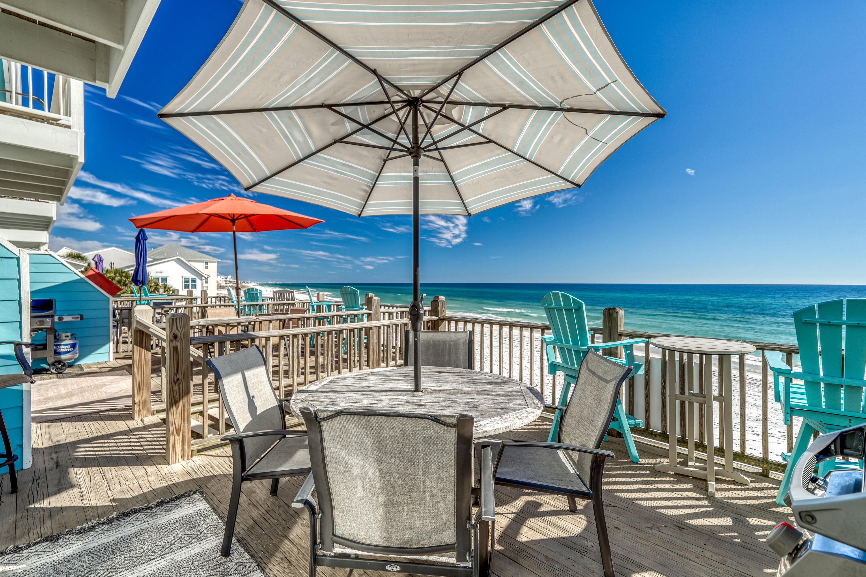Welcome to a wonderful beachfront opportunity at Ramsgate Townhomes (End Unit #4) in Seagrove Beach along Scenic Highway 30A! This property has been beautifully renovated and maintained with a location that can't be beat. You'll enjoy incredible views and convenient access to walk directly off your deck straight to the sugary white sands of the Gulf that have made this area so popular. This is truly an incredible chance to enjoy a slice of paradise and there is also close access to two pools in the Summer's Edge community, one of which is heated. The master bedroom is beachfront with a balcony and ensuite bath while the second bedroom offers a queen bed and bunks. This property already has over $100,000 in reservations for 2022 that will convey to the new owner at closing.