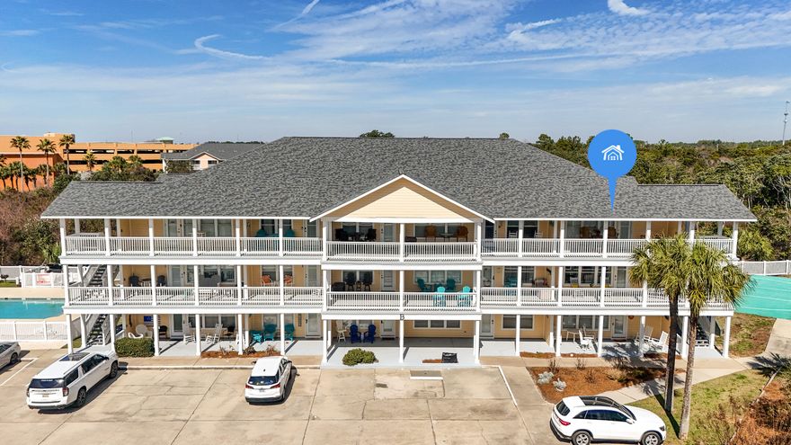 Welcome to this beautiful 2/2 condo located on the second floor in the second building of Peachtree Place Phase 1. After you go up the stairs you find yourself on a large balcony area which gives you plenty of place to entertain even before you enter the glassed front door. Once through the front door you will notice the neutral, calm colors of the easy care flooring, the walls, the cabinetry and the furnishings. The large living area includes 3 windows overlooking the front of the unit and another window in the dining area overlooking the side. This space has a ceiling fan with light fixture, a pretty lighting fixture over the dining table as well as a fixed light fixture in the kitchen. The bright kitchen includes a new refrigerator, a stove, a dishwasher, a nice large breakfast bar with a kitchen sink overlooking the living room. The kitchen is well appointed and has plenty of counter space and built in storage. This condo has a stackable washer and dryer behind closed doors, a guest bathroom in the hall so your visitors do not have to go into a bedroom to get to the bathroom. Both bedrooms are located in the back of the unit and each bedroom has a sliding glass door leading unto the L shaped back balcony which overlooks a large green space. The master bedroom includes a large master bathroom with a shower/tub combo and has a separate dressing area with a large closet with mirrored doors, a long double vanity with plenty of counter space and storage, featuring a large framed mirror and light fixtures over each sink. This well designed floor plan promotes ease of living. The location overlooking the green space gives a feeling of privacy and serenity. Come check this unit out before it's snapped up. And remember location, location, location! It's an easy walk to the pool and then to the beach from this unit. Pier Park and the pier are only a little over 2 miles away. The new Dolly Pardon Pirate adventure and the new Top Golf are currently being constructed at Pier Park. This condo is also convenient to Frank Brown Park, Conservation Park and the planned new hospital.