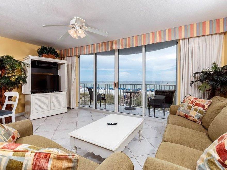 JUST REDUCED PRICE! BEST DEAL ON THE BEACH! Beautiful direct gulf and beach views from this very popular beach front floorplan. Fully furnished and equipped for turnkey rental program or second home. This floorplan offers extra bunkbeds for guests, washer and dryer and assigned covered parking space for your convenience . Take in the spectacular gulf and beach views from the spacious private balcony or venture out to restaurants, shopping, grocery and entertainment located nearby. Island Princess offers a gulf side pool; fitness room; BBQ grills and community room. Come see for yourself. This condo and third floor location will not disappoint.