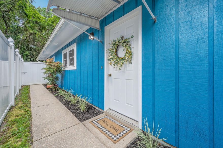 Discover this storybook Florida cottage--the lowest priced detached home in Shalimar! Just 3 miles from Eglin AFB, this 2BR/2BA charmer offers flexibility with private entrances & baths for each bedroom. Fresh exterior paint, landscaping, white vinyl fencing, & a 2023 roof create instant curb appeal, while inside you'll find a beautifully remodeled 2023 kitchen with quartz counters and white shaker cabinets. Tile & LVP flooring run throughout for easy maintenance. Most windows are hurricane-rated, and the home includes a 2016 HVAC, and bonus features like a washer & dryer, and storage shed. The manageable yard offers space to relax without the hassle. Whether you're just starting out, downsizing, or investing, this home is bursting with value & charm! *Audio/Video recording on property*