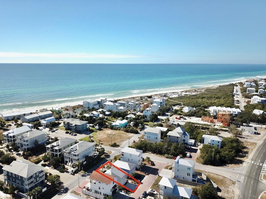 Under contract but accepting back ups~~This beautiful beach home is just right for your family. It is located on the South side of Hwy 98 just 2 blocks from the beach entrance. The home has the master bedroom on the first floor along with the kitchen, dining room and living room. Upstairs has a second master suite with its own bathroom and its own outdoor living area. The third bedroom boasts two built in bunks with built in storage below. There is plenty of room for an office as well. Once you enter your back yard oasis you will enjoy a 5' deep salt water Sip & Dip pool that can also be used as a hot tub. The pool comes with a light that changes color for great evening effects.Tankless gas water heater and a whole house water softener.