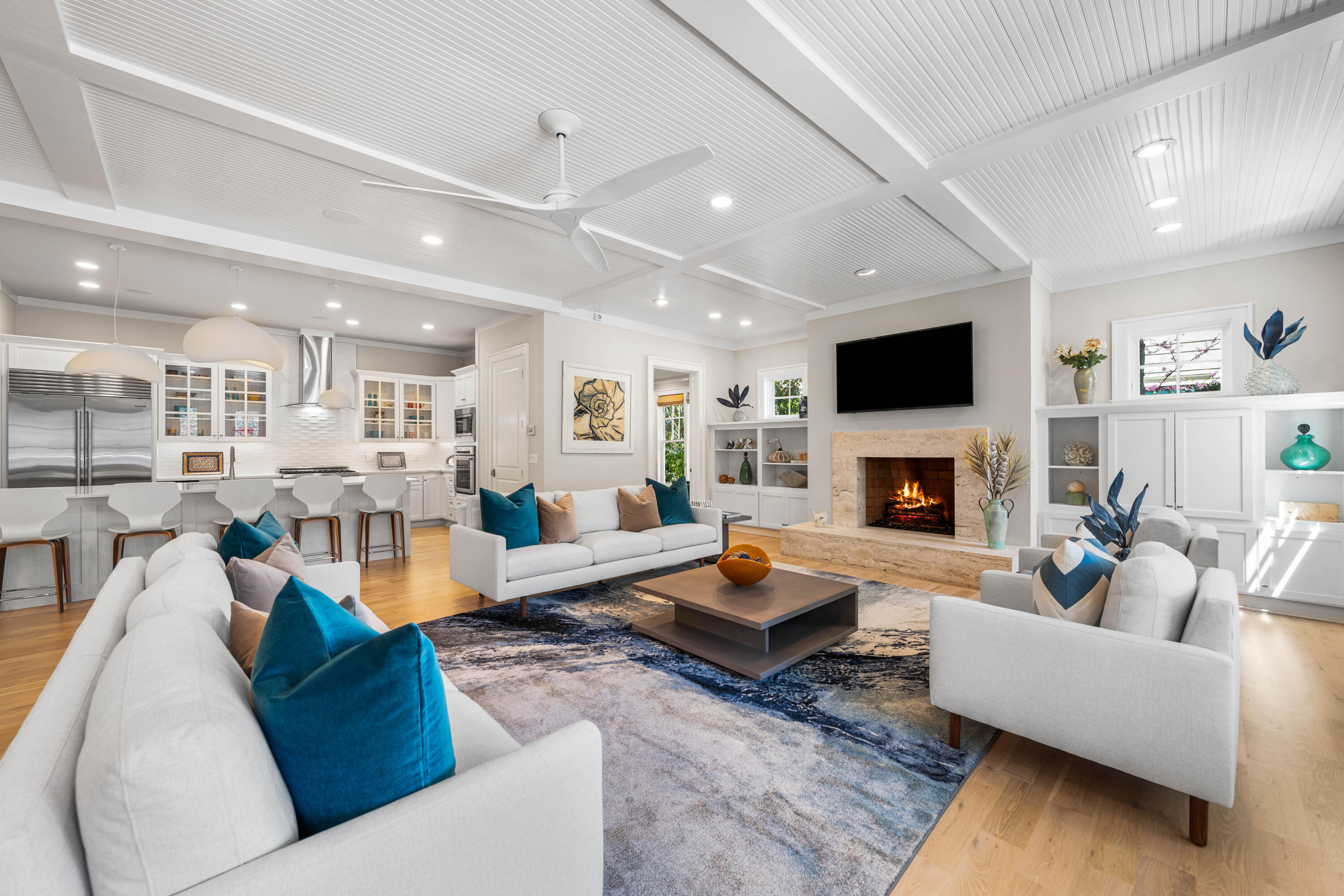 Indulge in the epitome of luxury living with this meticulously crafted 6BR, 6.5BA coastal retreat spanning just over 5,000 square feet in the secluded enclave of WaterSound Beach. Every desire was considered in outfitting the kitchen with a Thermador range with hood, Sub-Zero fridge/freezer, Bosch dishwasher, U-Line ice maker, and Thermador oven. Wine aficionados will enjoy a dedicated wine fridge in the parlor. The first level boasts a stone fireplace in the open concept living area, a natural light-filled dining area, an elegant master suite with spa-like bathroom, and an additional guest suite with full bath, all easily accessible via a convenient handicap ramp. A wraparound porch with open and screened areas provides perfect spaces to relax and gather. The first level also houses the laundry room complete with a built-in office, a powder room, which opens to a beautifully landscaped outdoor space.
Navigate the four levels effortlessly with an elevator servicing all floors. Moving to the second level, discover a bunkroom with ensuite, a den, and two guest rooms with accompanying baths. One guest room is equipped with a gas fireplace, U-Line ice maker, and custom built-ins. A porch off the den provides a tranquil escape. Ascend to the third level to uncover a secret game room boasting darts, a card table, a foosball table, and a dedicated movie area. For the pinnacle of luxury, ascend to the tower offering breathtaking views of the Gulf of Mexico. A separate carriage house with a fully equipped kitchen, including refrigerator, microwave and stove with range hood, all offer added convenience for guests.
Recent updates include white oak wood floors throughout, updated baths and the spacious renovated kitchen. Brand new furniture, artwork, lighting, and landscaping complete the transformation. The interior and exterior have been freshly painted, complemented by the brilliance of new can lights throughout. Private beach access and premier community amenities are just steps away. Immerse yourself in the unparalleled refinement and sophistication of this extraordinary residence, where every detail has been thoughtfully considered and no compromise has been made in creating a truly indulgent living experience.
The enchanting WaterSound Beach community is located south of Scenic Highway 30A offering homeowners a rare sense of seclusion yet with easy access to area activities. Amenities include gated entry, swimming pools, a puttering park, community green spaces, a state-of-the-art fitness center, and private access to one of the most beautiful coastlines in the area with towering white sand dunes and winding wooden boardwalks.
