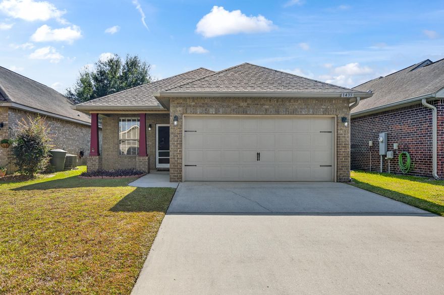 Welcome to this clean, beautifully maintained 2011-built home in Pensacola, near Nine Mile & I-10! Nestled in a tidy, well cared for neighborhood with no HOA, this home gives you added flexibility. The home features a 2021 roof, a two-car garage, and a fully fenced backyard. Inside, the open floor plan creates an inviting flow; the bright and airy living room boasts a tray ceiling and opens seamlessly to the kitchen. There you'll find a breakfast bar, ample cabinetry, a pantry, and a built-in microwave. A formal dining room with dimmable lighting and an extra storage closet, just off the kitchen, offers even more flexibility for hosting. The spacious primary suite includes a tray ceiling, a large walk-in closet, and the bathroom features a double vanity, relaxing garden tub beneath a bri ght frosted window, and a separate standing shower. Two additional bedrooms are situated side-by-side with a full bathroom between them, featuring a tub/shower combo. Step outside to a backyard designed for enjoyment, offering a privacy fence, covered patio, and a storage shed (7'10" x 9'10"). Additional features include easy-to-clean pivot windows and hurricane shutters for peace of mind. From entertaining guests to spending quality time at home, this property offers comfort for any family!