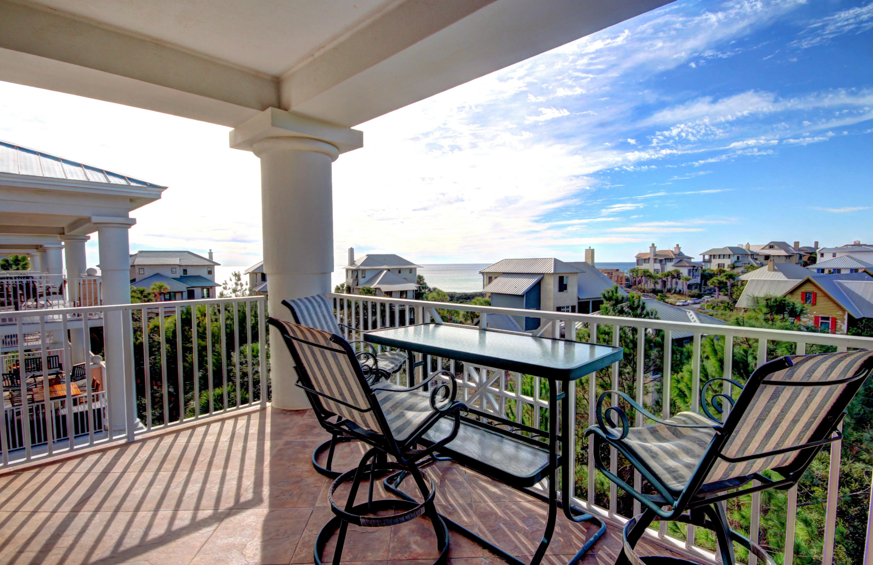 Yes,this unit has Gulf Views! It is a perfect primary home, second home or would make a great vacation rental! Located on the 4th floor with the large balcony makes it perfect for watching sunsets. Stained concrete and tile floors throughout. This home has been a full time residence and has been meticulously maintained, and is move in ready. Sold furnished with exception of dining table/chairs. The open floor plan features Huge kitchen open to the family/dining area that opens onto the main balcony. The Large master suite features a walk in closet, double vanities, separate Jetted tub, shower, private balcony. Two Guest bedrooms each have their own bathroom. Property amenities include private beach access, pool/spa, fitness center, covered parking. New AC 2011-New Stove2015-New Fridge2014