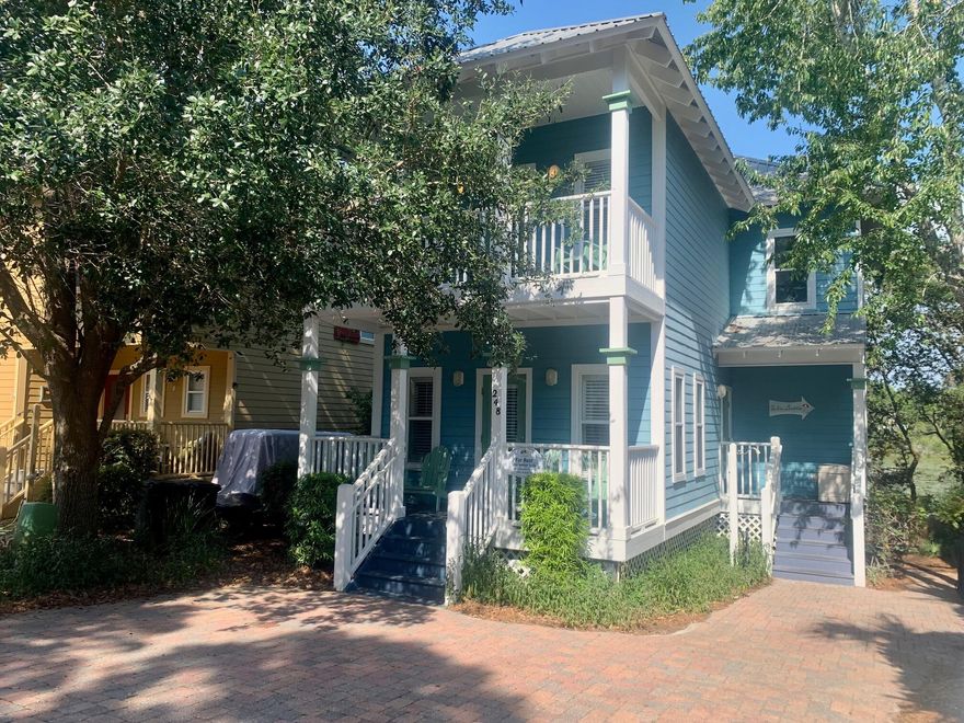 This charming Old Florida Village home, featuring 4 bedrooms and 3 baths, is situated very close to 1 of the community pools and is being sold fully furnished.  It also backs up to a Nature Preserve with views of Hidden Lake.  The 1st floor has an open living, dining and kitchen area along with one bedroom and bath.  The Master bed and bath, along with 2 other bedrooms, are located on the 2nd floor.  The gated community of Old Florida Village features 2 community pools, is within close proximity of 2 Public beach accesses and is only 1/4 of a mile from the shops and restaurants at Gulf Place/Hwy 393.