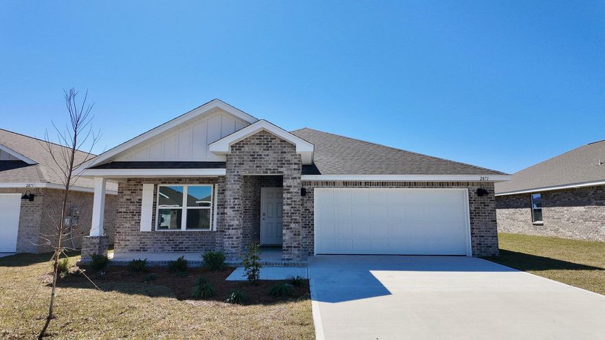 BEAUTIFUL HOMES GOING UP NOW. POPULAR PATRIOT RIDGE with a Community POOL, Cabana, sidewalks, underground utilities. The 'Cali' one of our most popular plans with: 4 beds, 2 baths, covered back patio & 2 car garage. FABULOUS Open Design for relaxed living. Well-designed kitchen, Quartz countertops, Stainless appliances, Lg. Island bar, smooth top range, built in microwave, quiet dishwasher. Stunning wood-look flooring, PLUSH carpet in the bedrooms & the Smart Home 'Connect' System includes several awesome convenient devices. Bedroom 1 & adjoining bath provide a lg. walk-in closet, lg. linen closet, beautiful double vanity sinks, separate tub & shower. Stylish home, GREAT curb appeal, & easy drive to the airport, military base, beaches at Ft. Walton, Destin area & just minutes to golfing.