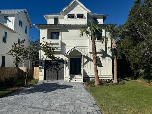 New construction south of Hwy 30A in quiet beach neighborhood in Seagrove/Eastern lake area. Home offers 5 bedrooms with 2 masters and 5 baths and a garage.. Home was designed to take advantage of lots of natural light and the open living area overlooking pool is great for entertaining. Ship lap interior walls, wood flooring, quartz countertop and large kitchen with upgraded appliances and adjoining dining area enhance this coastal designed home. . Heated pool and deck area are ideal for outdoor relaxation. Beach access is just a short stroll away as well as Eastern lake which is great for paddle boarding, kayaking or for kids to play in the outlet on the beach. .Convenient to restaurant and shops.