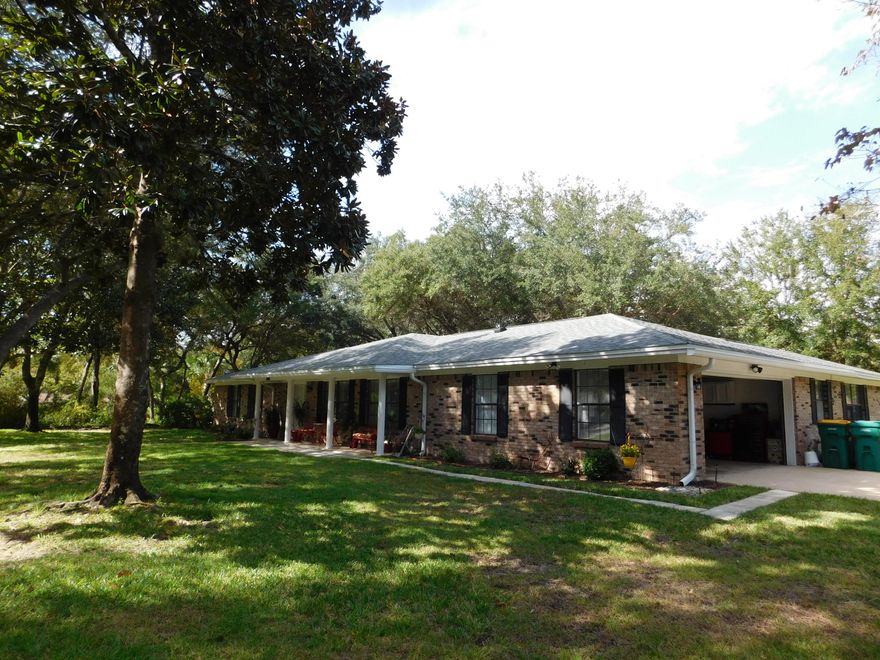 Looking for a home in Bluewater Bay on a large corner lot with lots of space for parking, you have found it. This home features 4 bedrooms(two master suites) and three bathrooms. HOme has been updated with wood looking tile floors, new lighting, new granite in kitchen, painted cabinets, and updated bathrooms. 2nd master suite was added in 2006. HVAC was replaced in 2013, Roof in 20011, HWH in 2007,new garage door in 2004 and extra attic insulation was added as well. In 2017 and new well was put in and all the sprinklers were repaired. All the popcorn ceilings have been removed as well. Out back you have an extra large patio, and a 10x20 storage shed with power. This home also features two living areas and formal dining room. Located only minutes to shopping, schools, banks and most all your medical needs.  And only 10 minutes away is the beautiful beaches of Destin.  THis is a must see home today.