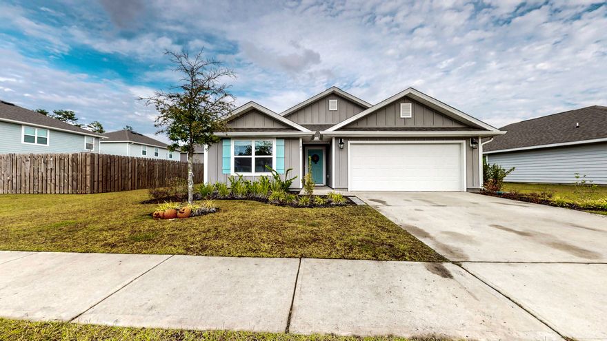 HAMMOCK BAY! Welcome to Mill Cottages in Hammock Bay! Hammock Bay features 24/7 fitness center, bike trails, playgrounds, disc golf, beautiful landscaping, pickle ball courts and THREE pools! Visit the convenient General Store or spend time on the Green featuring holiday events, farmers markets, any many more!This one story 4 bedroom / 2 bath home was built in 2021 and is ready for you. The Ryder plan offers four spacious bedrooms and a large open concept kitchen/dining/living area. This home has been updated with new quartz countertops in kitchen and bathrooms, gutters, shadow box fencing, extended paver patio, ceiling fans in all bedrooms and living room, and 2'' privacy blinds on all windows. The large master bedroom includes a fabulous ensuite including TWO walk-in closets...