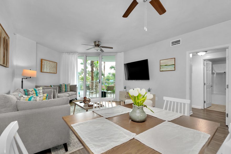 Discover your perfect getaway or investment opportunity with this stunning 2nd-floor condo at The Palms of Destin! Boasting a prime location with serene pool views, this beautifully decorated unit blends modern upgrades with coastal charm. Recent enhancements include a brand-new HVAC system (installed 2024) and a new water heater, ensuring comfort and efficiency for years to come. Inside, you'll find sleek quartz countertops, painted kitchen cabinets, stylish furnishings, and custom-built bunk beds--perfect for families or groups.This turnkey property is a proven income generator, with an impressive rental history:  - **2024:** $43,000 gross sales (197 nights booked)  - **2023:** $55,000 gross sales (160 nights booked)  - **2022:** $64,000 gross sales (160 nights booked)