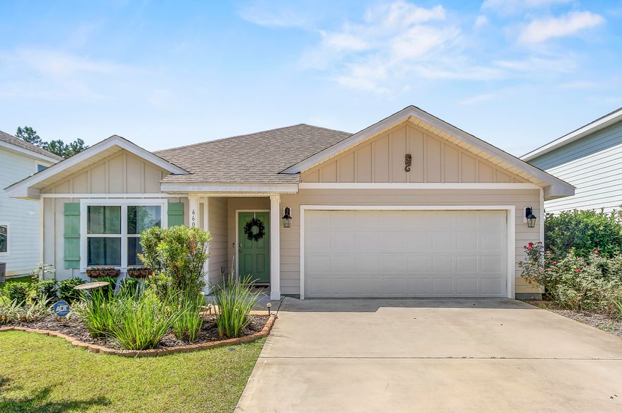 Perfectly priced, Charming Cottage in the heart of Hammock Bay's Mill District.  This home features large open living space, joined by a gorgeous kitchen with Whirlpool stainless steel appliances and Shaker-styled Legacy cabinetry.  Spacious and private, the fenced in backyard has two custom deck areas for grillng out or just getting some sun!  Connected with Smart Home technology that includes a Qolsys touch panel, Kwikset Keyless entry, Echo Dot device and Skybell doorbell. HOA fees are due quarterly and there is a one time fee .5% of Sales Price.  Hammock Bay amenities include several multiple resort-quality pools, dog park, walking trails, fitness center, club house, tennis, pickleball & basketball courts, General Store, playgrounds, Bay-front pavilion and dock.