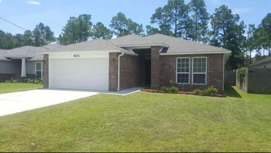 This wonderful open concept home in Navarre is just the home you've been looking for! Granite in the kitchen with stainless steel appliances and refrigerator that conveys! You'll love sitting on your covered patio and listening to the wind in the tall pines! This home has plenty of property that extends well beyond the fenced-in backyard! Centrally located in Navarre, your commute to many area military bases will be a breeze! HVAC, water heater and roof all are 2014. Home has a security system and washer and dryer that will convey.