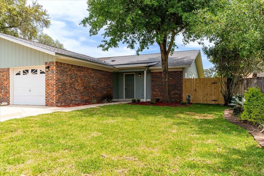 Welcome to this inviting one-story unit located in the serene neighborhood of Shalimar. This spacious abode boasts comfort at every turn, featuring a convenient one-car garage for parking ease. The kitchen offers ample new cabinet space, perfect for culinary enthusiasts. New quartz countertop and top of the line vent hood.  Enjoy seamless entertaining in the combined dining and living area, complemented by sliding glass doors that open to a covered patio, ideal for alfresco dining or relaxation. Step into the new privacy fenced backyard, offering a tranquil retreat from the hustle and bustle of everyday life. Don't miss the opportunity to make this charming residence your new home sweet home!  Roof replaced in 2022, HVAC in 2023 and hot water heater in 2024.  New lawn pump 2024.