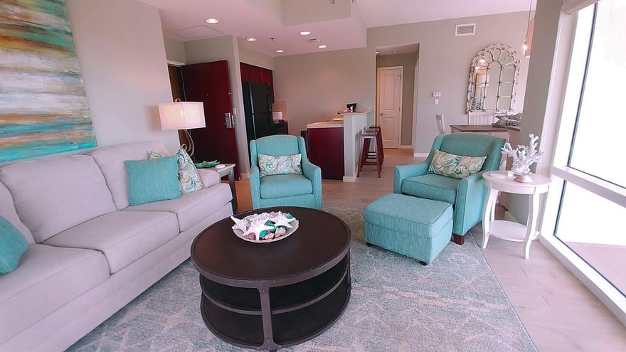 17th floor Corner lock-off condo with soaring views of the Gulf of Mexico. Completely updated interior with new coastal farmhouse furniture, drapes, and porcelain plank title flooring throughout the 1bedroom side. This resort condo has never been sold or rented. Owners have taken pride in keeping this gem in mint condition for personal family vacations.