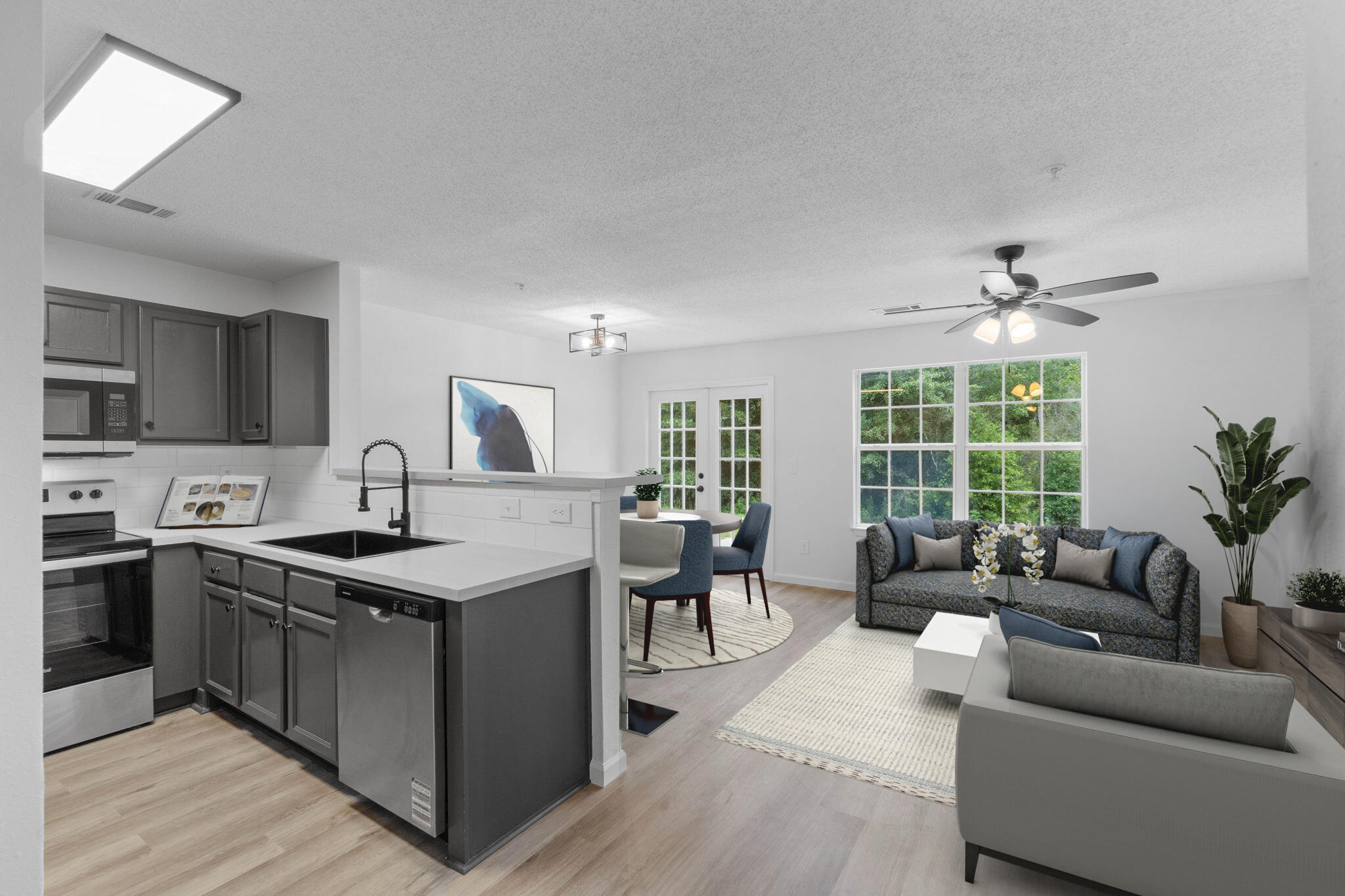 Welcome to 222 Swaying Pine Court, a beautifully updated 3-bedroom, 2.5-bathroom townhome located in the Rolling Pines Townhomes subdivision in Crestview, Florida. This move-in ready home showcases an impressive list of upgrades designed to provide both style and comfort. As you step inside, you will be greeted by brand new LVP flooring on the main level and plush new carpet upstairs. The kitchen shines with new countertops, a sleek new sink, contemporary backsplash, and a full suite of new appliances, perfectly complemented by updated cabinet hardware. Fresh paint brightens every room, including a freshly painted front door, garage door, patios, shutters, and even the garage floor for a polished look throughout. Additional upgrades include all-new bathroom sinks, mirrors, and toilets, with the master shower newly refinished for a like-new feel. Plumbing trim, bath hardware, lighting fixtures, light switches, door hardware, and hinges have all been replaced to create a modern, cohesive finish. The downstairs features updated baseboards, and the newly installed water heater and garage door with opener add peace of mind for new homeowners. Don't miss the opportunity to own this stylishly refreshed home! Convenient to the 7th SFG, Duke Field, Eglin AFB, and minutes from schools, shopping, and dining in Crestview. *Some of the photos provided in this listing are virtually staged to help you envision how easily this home can match your lifestyle.