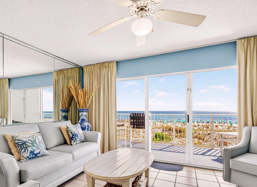 WOW! Amazing Price for this highly sought-after Resort! 1BR/1.5BA Gulf-front condo with built-in bunk beds at Gulf Dunes on Okaloosa Island! This beautifully furnished condo has been thoughtfully updated with stylish decor, no carpet, and plantation shutters. Enjoy unobstructed, breathtaking views of the Gulf and its sugar-white beaches from your private balcony. Gulf Dunes offers 425 feet of pristine beachfront, two pools (one heated seasonally), a fitness center, tennis court, and BBQ area. Ideally located on Okaloosa Island, you're just minutes from fantastic restaurants, shops, and entertainment. Sold fully furnished and rental-ready -- this is coastal living at its best!