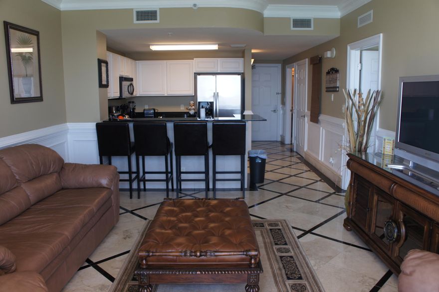 PROFESSIONALLY DECORATED, FULLY FURNISHED CONDO FACING THE GULF, VACANT, AND EASY TO SHOW. DON'T WAIT FOR A CONDO RENTAL TURN DAY, SHOW NOW. This desirable one bedroom deluxe floor plan has both the Master Suite & Great Room located directly on the Gulf of Mexico. With access to the oversized balcony from both locations, this floor plan has quickly gained popularity. Calypso is within walking distance to Pier Park and Russell-Fields fishing pier. This unit offers one bedroom and one bath with one extra half bath, granite counter tops in the kitchen, travertine tile floors, marble baseboards, stainless steel appliances, and a balcony with breathtaking views of the Gulf of Mexico. Agents, please see compensation notes for unique offering.