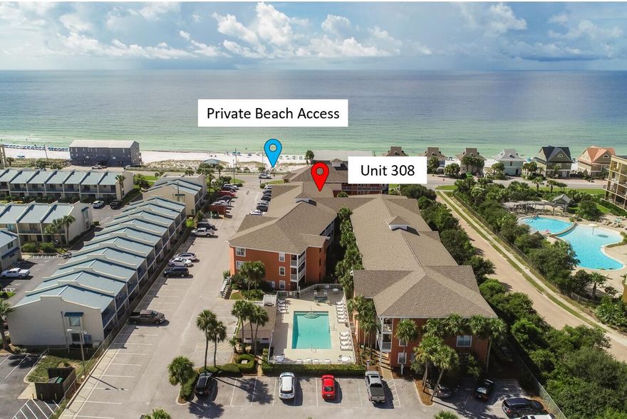 Here's your chance to own a Gulfview II unit with one of the best views in the complex! This 3rd floor unit is in the east facing building providing an unobstructed view of the ocean. This 1 bed/ 1 bath condo has private beach access located in the prime location of Miramar Beach. Walking distance to some of the area's most popular restaurants like; Pompano Joes, Kenny D's and Captain Dave's. The Low-density building offers 2 community pools, one of which is heated, plenty of room for guest enjoyment. Gulfview II also offers community jacuzzi, BBQ grill area and several laundry rooms. This 3rd floor, condo has built-in bunks in the hallway and a pull-out sofa accommodating 6 guests, makes for a perfect short term rental.