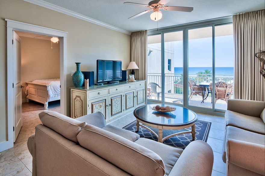 New to market is this tastefully furnished ~1,292 sf condo with 2 bedrooms, 2.5 bathrooms and a bunk area. This condo boasts an incredible viewpoint from it's 4th floor location overlooking gorgeous amenities and the pristine water and beaches of the emerald coast. Both bedrooms & the living area have access to an expansive balcony. This property is rental ready and exudes today's beach chic flavor that is popular in the coastal market. Waterscape amenities feature a spectacular split level courtyard with 2 pools and multiple decks - one offering a zero entry point. Other amenities include a wading pool with built in water toys, play area for toddlers and children, barbecue gas grills, 2 hot tubs, courtyard pavilion, incredible LAY-Z River and an astounding 10' waterfall.