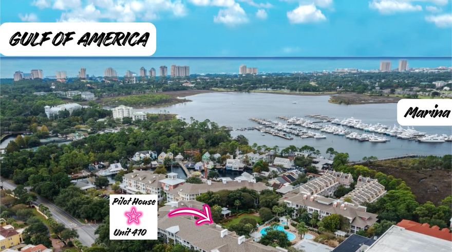 READY TO SELL -- AND READY TO IMPRESS!Your resort-style dream life begins now at The Pilot House! This fully furnished, beautifully updated 2-bedroom, 2-bath fourth-floor condo delivers the perfect combination of luxury, location, and effortless convenience--all in the heart of Sandestin's iconic Village of Baytowne Wharf.Step inside and feel instantly at home in the bright, open-concept layout featuring a split floor plan and stunning wood plank tile flooring throughout. Sunshine fills the spacious kitchen, complete with granite countertops, GE appliances, bar seating for four, generous cabinet storage, and a bonus pantry/laundry room. Host with ease--your dining area comfortably fits a table for six!The inviting living room boasts new furnishings including a sleeper sofa, dual captain's recliners, and a stylish entertainment center with HD TVperfect for relaxing after a day in the sun.
Retreat to the luxurious Primary Suite, offering a king bed, dual vanities, private dressing area, soaking tub, and separate tiled shower. Your guests will love their own private suite, complete with a queen bed, dual vanities, and a spacious tile shower.
Step outside to your private balcony overlooking the tropical gardens and sparkling resort poola serene spot for morning coffee or evening unwinding.
Pilot House puts you right where you want to besteps from award-winning dining, boutique shopping, live entertainment, and the vibrant Baytowne Wharf lifestyle. Stay close and enjoy the lagoon-style pool, heated spas, and fitness center, or hop on the complimentary shuttle to the sugar-white beaches of the Emerald Coast. With world-class tennis, a 113-slip marina, and a championship golf course stretching from bay to beach, this community truly offers it all.
