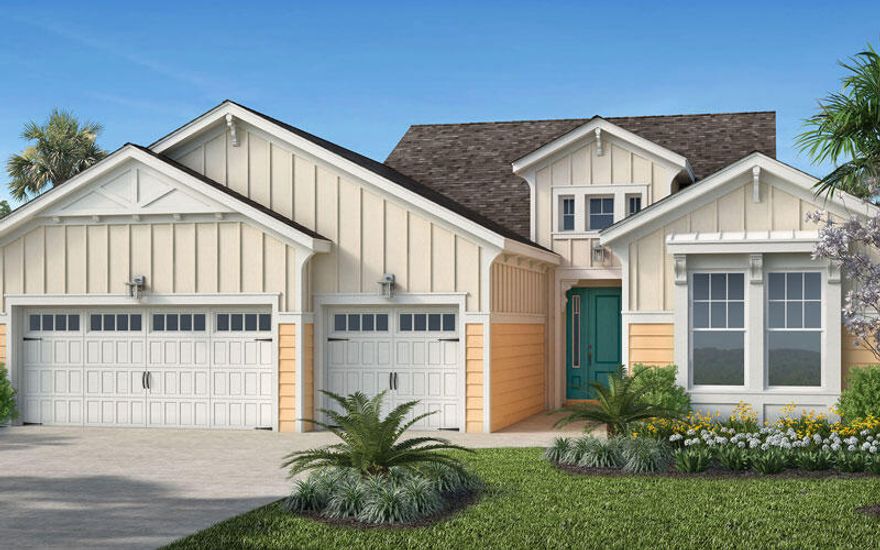 Trinidad model. Attached 3 Bedroom 3 Bath plus Den preconstruction home in the new 55+ Latitude Margaritaville Watersound Community.