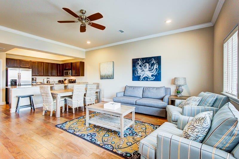 Take advantage of the summer season! Sought-after top floor Alerio condo, fully furnished and rental ready. Stroll across the street to the beach via one of the two deeded beach accesses (1 private), or hop in your golf cart for a short ride to shopping, dining and entertainment on Scenic 98 (a.k.a. Old 98).Wood floors throughout with tile in baths; 10-foot ceilings; crown moulding in living area; granite countertops in kitchen & baths; stainless steel appliances; washer & dryer. An on-site check-in office adds to Alerio's value and security as a vacation rental. Fenced and gated, with a fabulous heated pool, hot tub, splash pad for kids and outdoor grilling area.Please confirm all information.