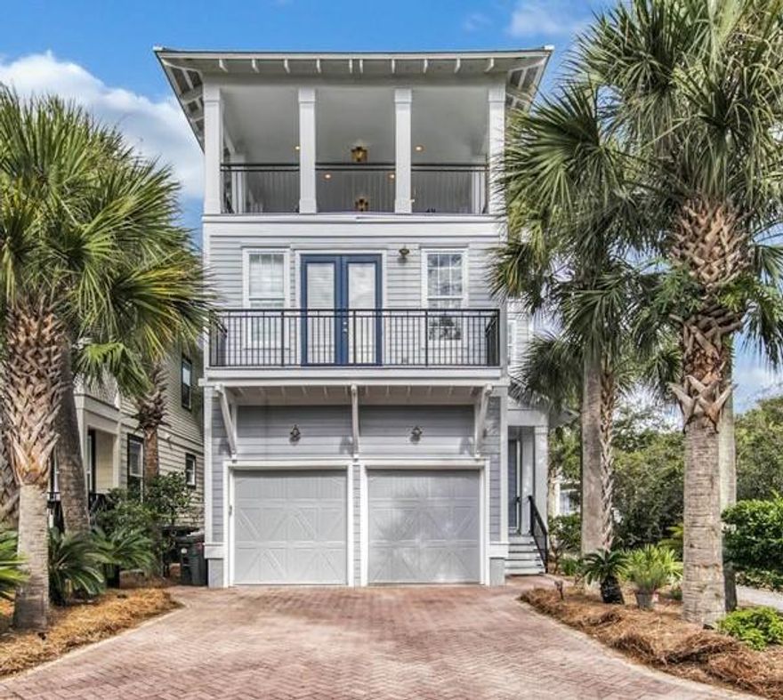 Open and bright, this Seacrest Beach home offers 2,350 square feet of living space with five porches for relaxing outdoors. This well-maintained home features inviting entertaining spaces, and several modern finishes, including recessed lighting and Brazilian Cumaru wood flooring. A large kitchen offers granite countertops, dual dishwashers, and an island with a breakfast bar. Three floors of living space include two bedrooms on the first floor, main living areas and a third bedroom on the second floor, and an expansive owner's suite on the third floor with its own wet bar. Each floor features its own A/C unit and a private porch. An expansive third-floor deck is the perfect place to entertain outdoors and this home has never been rented. Recent updates include a new well pump, exterior pa
